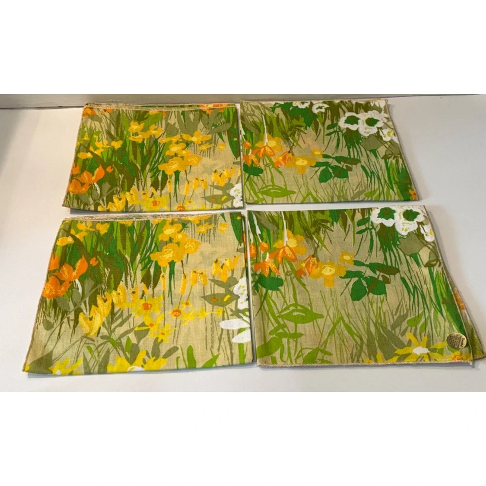 🌼 Vintage Bella Floral Napkins Lot 8 Mid Century Linen Blend 16.5”